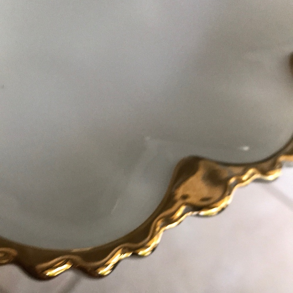 Vintage White milk glass serving tray w gold trim. - Picture 6 of 7